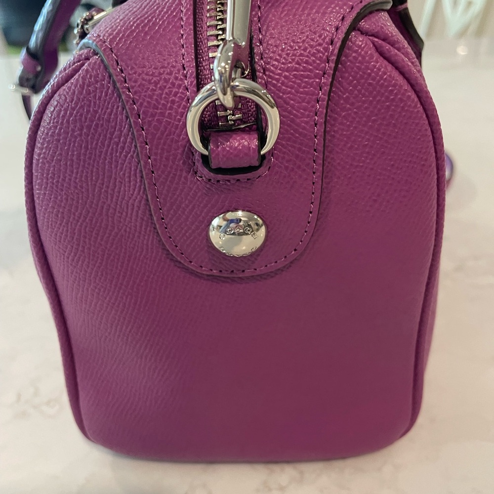 Coach Purple Mini Bennett Satchel with Textured Leather Finish New With COA - Picture 5 of 10